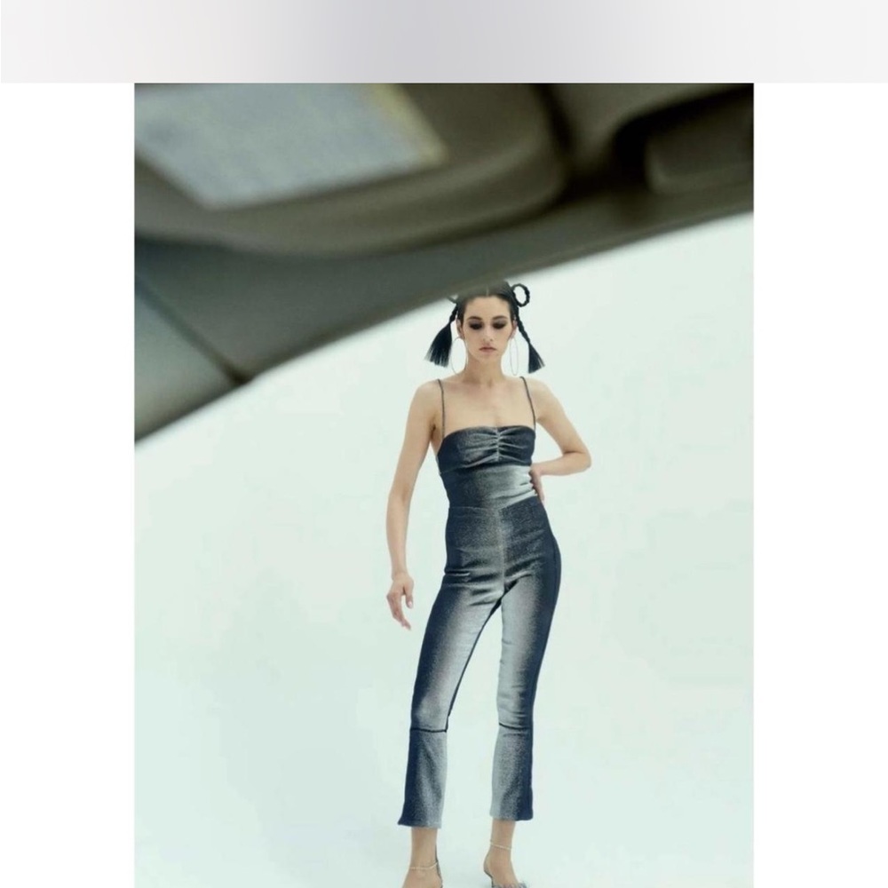 AREA Silver Metallic crop pant